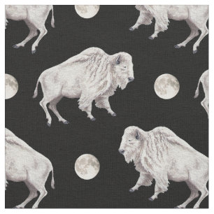 White Buffalo Full Moon Fabric