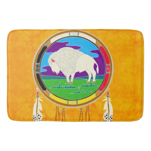 White Buffalo Native American Bath Mat