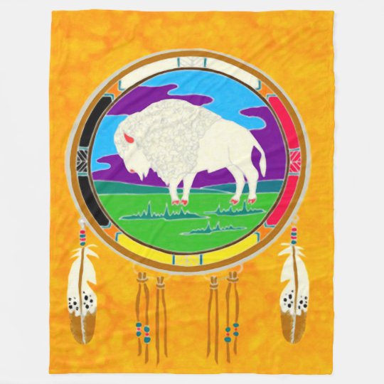 White Buffalo Native American Fleece Blanket