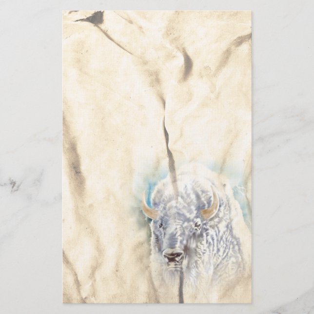 White Buffalo Native American  Stationery (Front)