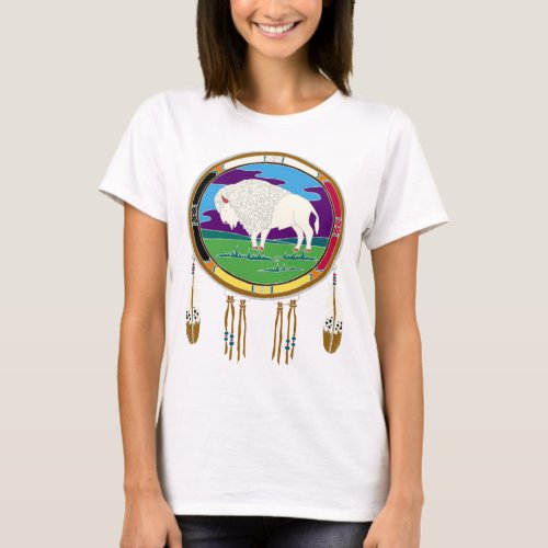 White Buffalo Native American Womens Basic Tshirt