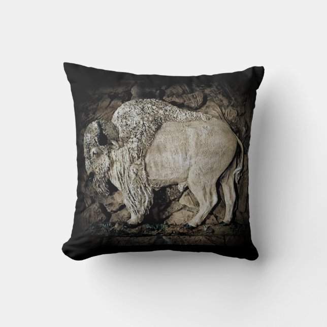 "White Buffalo" original art Throw Pillow (Front)