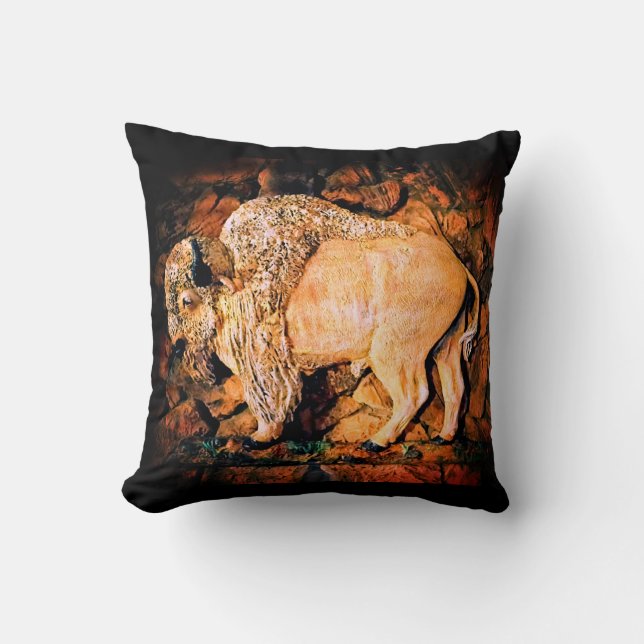 "White Buffalo" original art Throw Pillow (Front)