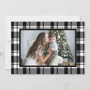 White Buffalo Plaid Christmas Photo Holiday Card