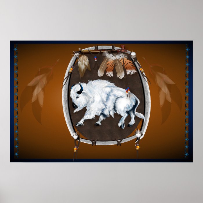 White Buffalo Shield brown Posters