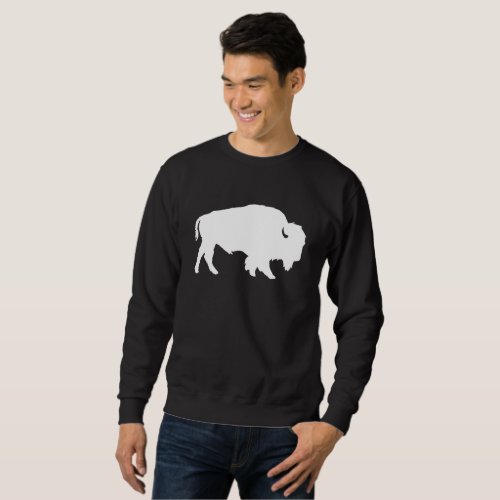 White Buffalo Silhouette Wild Animal Sweatshirt