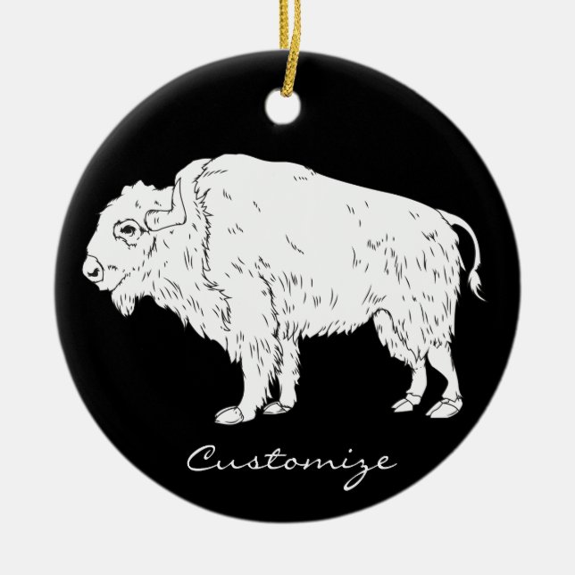 White Buffalo Thunder_Cove Ceramic Ornament (Front)