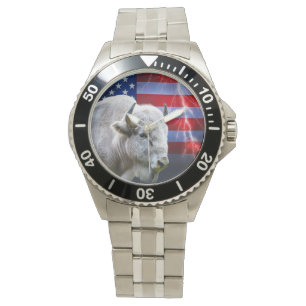 White Buffalo With An American Flag And Lightning  Watch