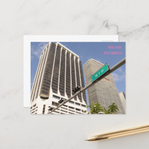 White buildings palm trees Miami Florida travel Postcard
