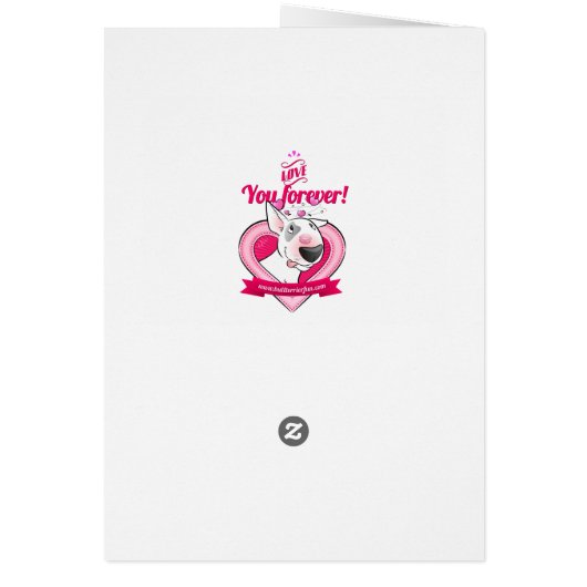 White Bull Terrier Cartoon Card "Love you" (Back)