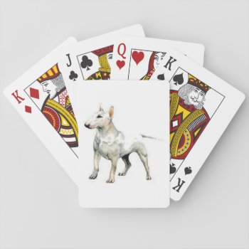 White Bull Terrier Dog Playing Cards by walkandbark at Zazzle