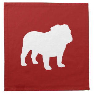 White Bulldog Silhouette on Red (Customizable) Napkin