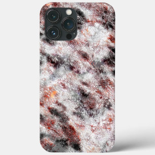 White bumpy spongy texture mix in black red stains iPhone 13 pro max case