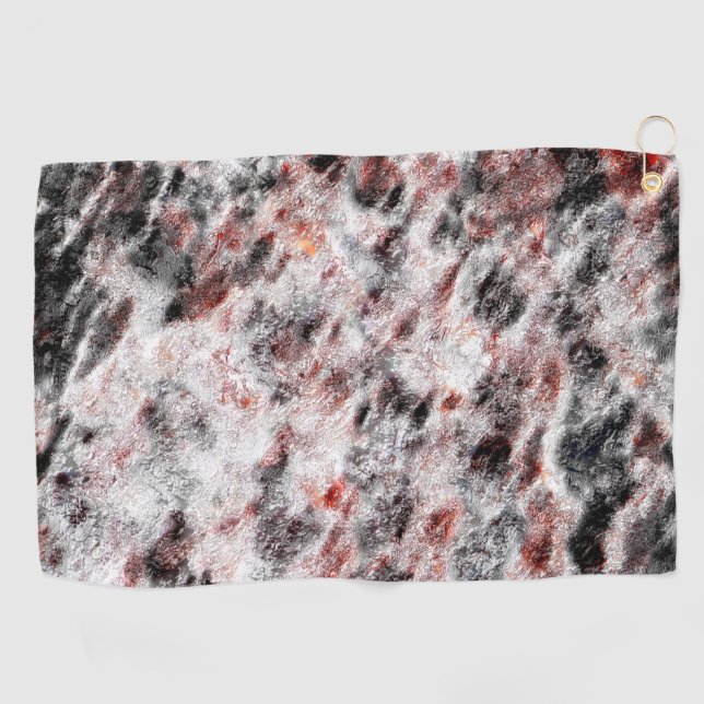 White bumpy spongy texture mix in black red stains golf towel (Horizontal)