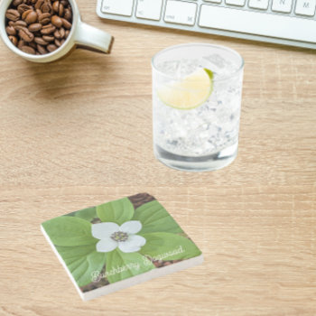 White Bunchberry Dogwood Bloom Floral Stone Coaster by northwestphotos at Zazzle