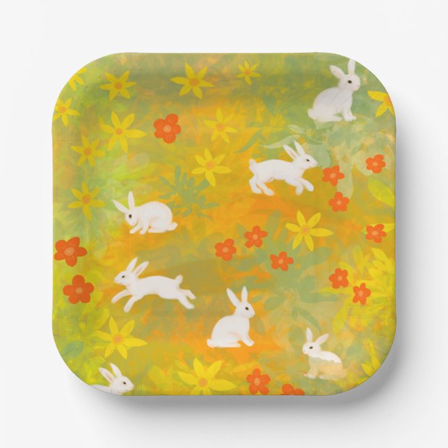 White bunnies paper plates (Front)