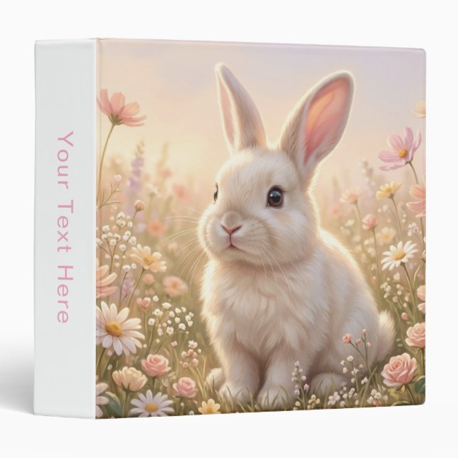 White Bunny 3 Ring Binder (Front/Spine)