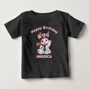 White Bunny (5ao) Patriotic Kid T-Shirt