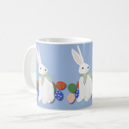 White Bunny and Eggs Coffee Mug