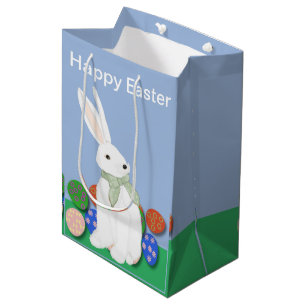 White Bunny and Eggs Medium Gift Bag
