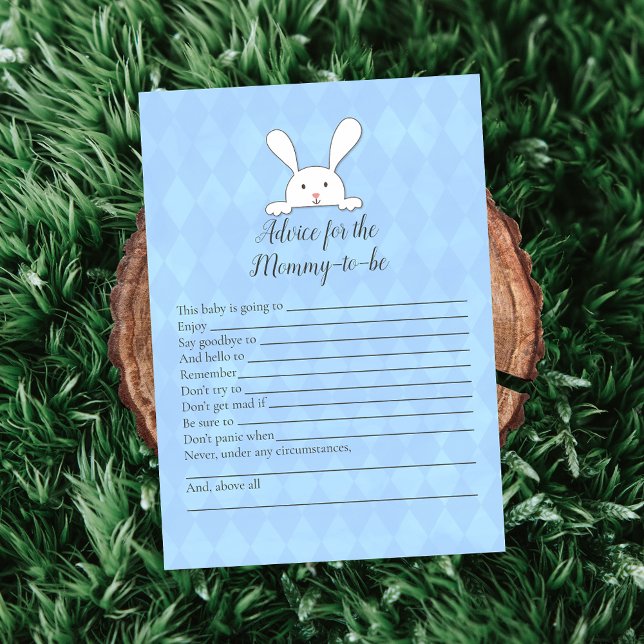 White Bunny Blue Advice For Mommy Baby Shower Game Invitation (Creator Uploaded)