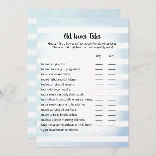White Bunny Blue Old Wives Tales Game Card