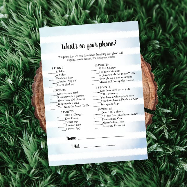 White Bunny Blue What's On Your Phone Game Invitation (Creator Uploaded)