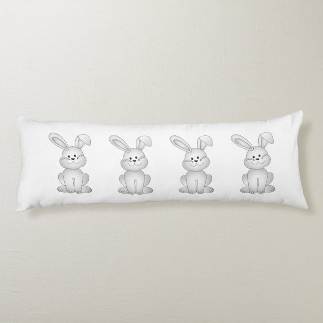 White bunny clipart body pillow (Back)