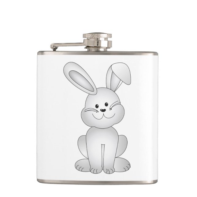 White bunny clipart hip flask (Front)
