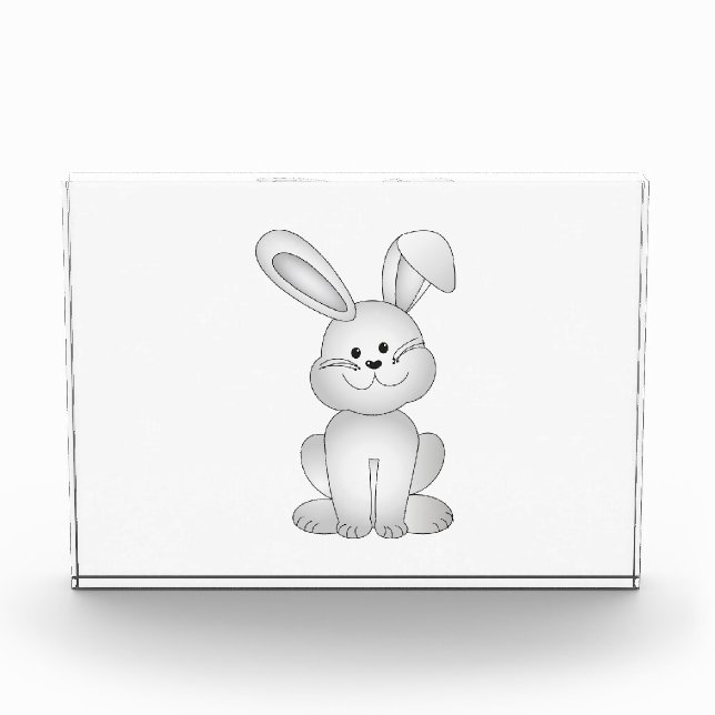 White bunny clipart photo block (Front)