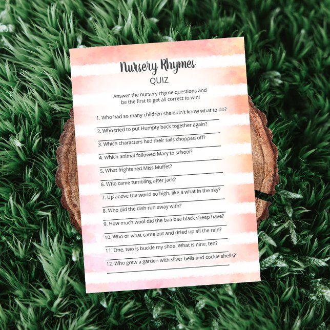 White Bunny Coral Nursery Rhymes Quiz Game Invitation (Creator Uploaded)