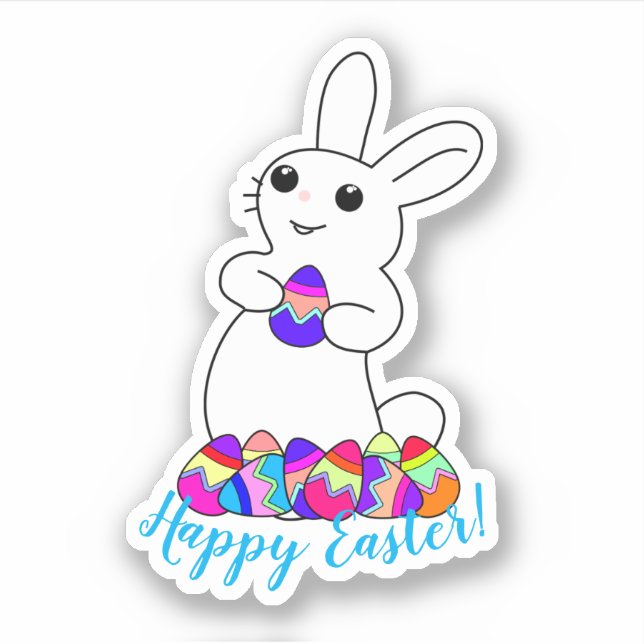 White Bunny Easter Sticker (Front)