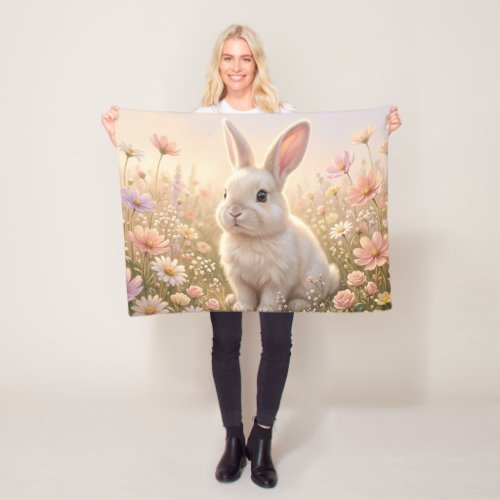 White Bunny Fleece Blanket