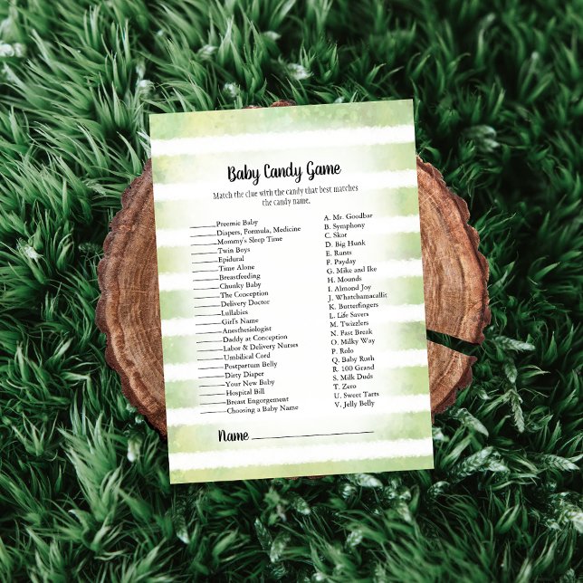 White Bunny Green Baby Candy Baby Shower Game Invitation (Creator Uploaded)