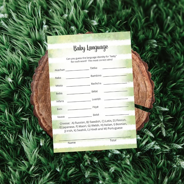 White Bunny Green Baby Language Game Card (Creator Uploaded)