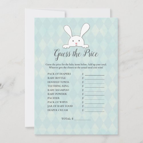 White Bunny Guess The Price Baby Shower Game Invitation