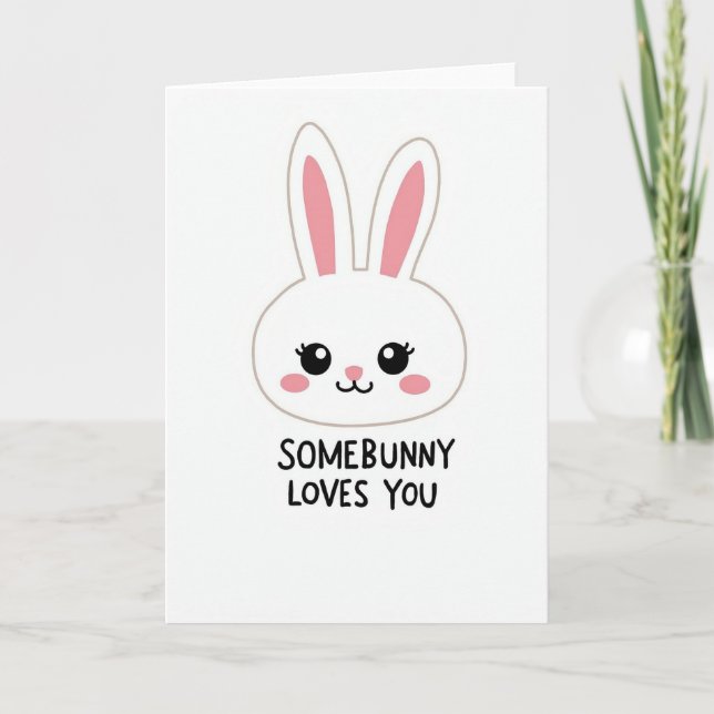 White Bunny Loves You Card (Front)