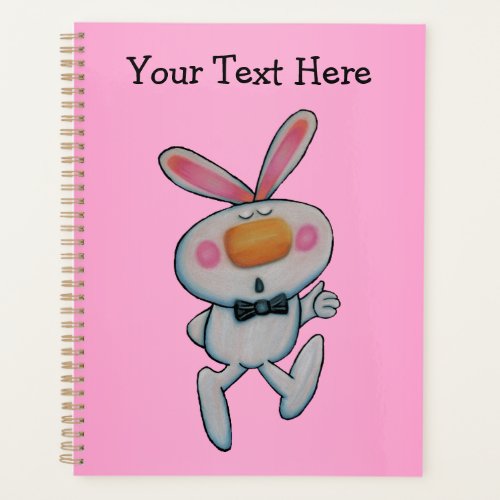 White Bunny Orange Nose Rosy cheeks Vibrant Pink Planner