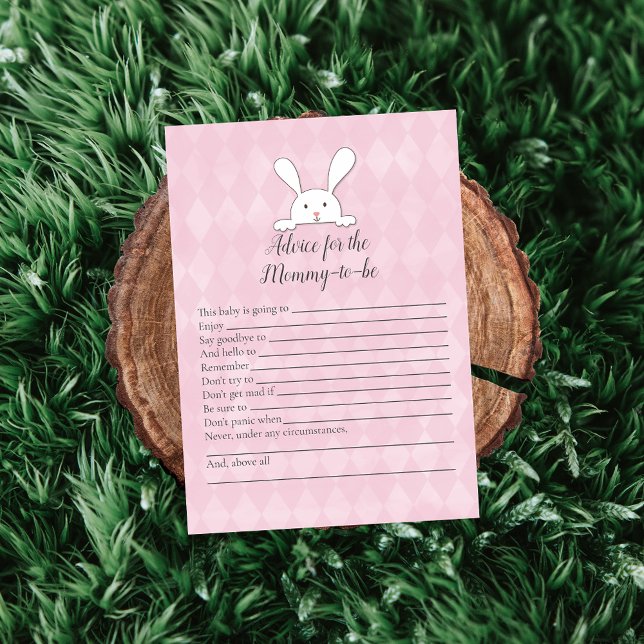 White Bunny Pink Advice For Mommy Baby Shower Game Invitation (Creator Uploaded)
