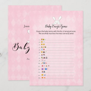 White Bunny Pink Argyle Baby Emoji Pictures Game Invitation