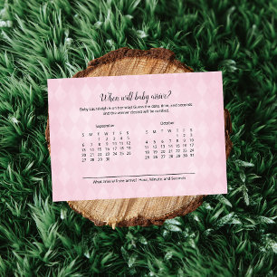 White Bunny Pink Baby Arrival Prediction Game Enclosure Card