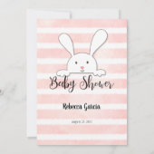 White Bunny Pink Who Knows Mom Best Shower Game Invitation (Back)