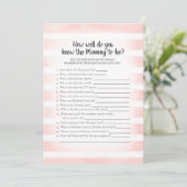 White Bunny Pink Who Knows Mom Best Shower Game Invitation (Standing Front)