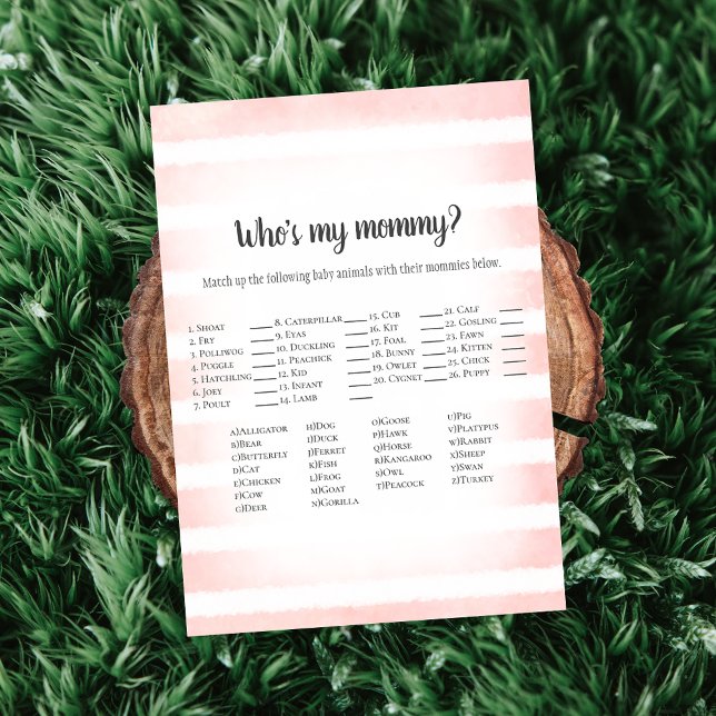 White Bunny Pink Who's My Mommy Baby Shower Game Invitation (Creator Uploaded)