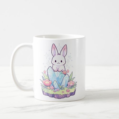 White Bunny Rabbit Crystal  Coffee Mug