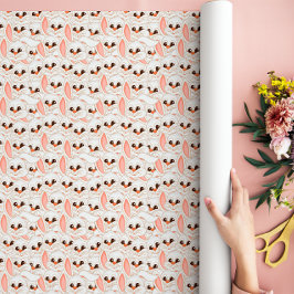 White Bunny Rabbit Face Seamless Pattern Wrapping Paper