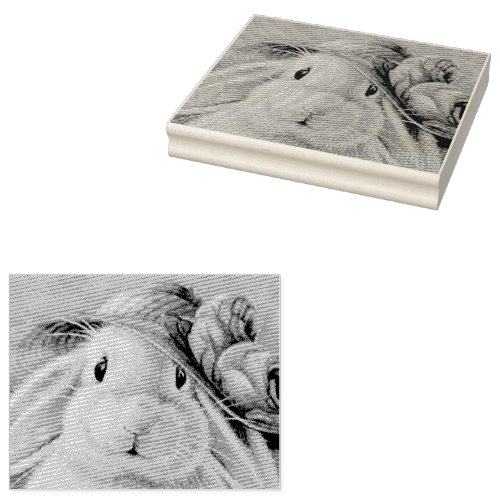 White Bunny Rabbit in Spring Bonnet Watercolor Art Rubber Stamp