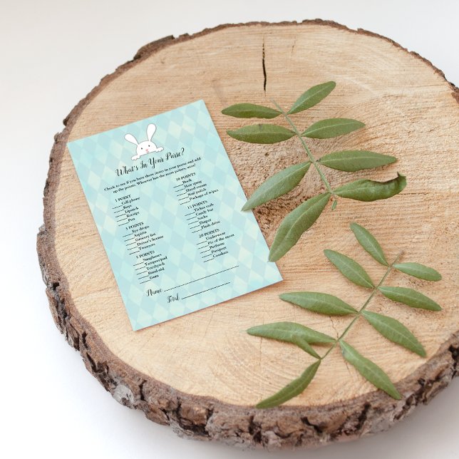 White Bunny Rabbit In Your Purse Baby Shower Game Invitation (Creator Uploaded)