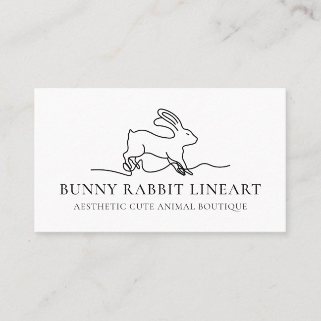 White Bunny Rabbit Line Art Baby Animal Business Card