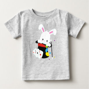 White Bunny, Rabbit, Magic Trick, Magic Wand, Hat Baby T-Shirt